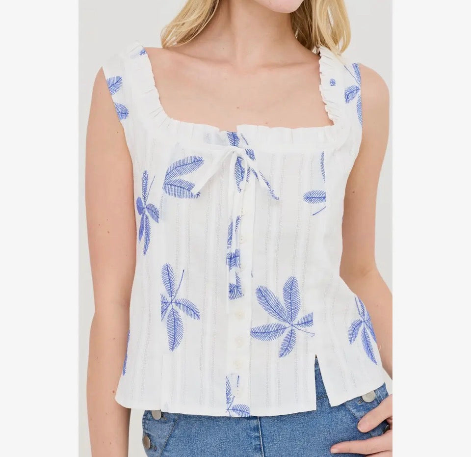 Palm Ruffle Sleeveless