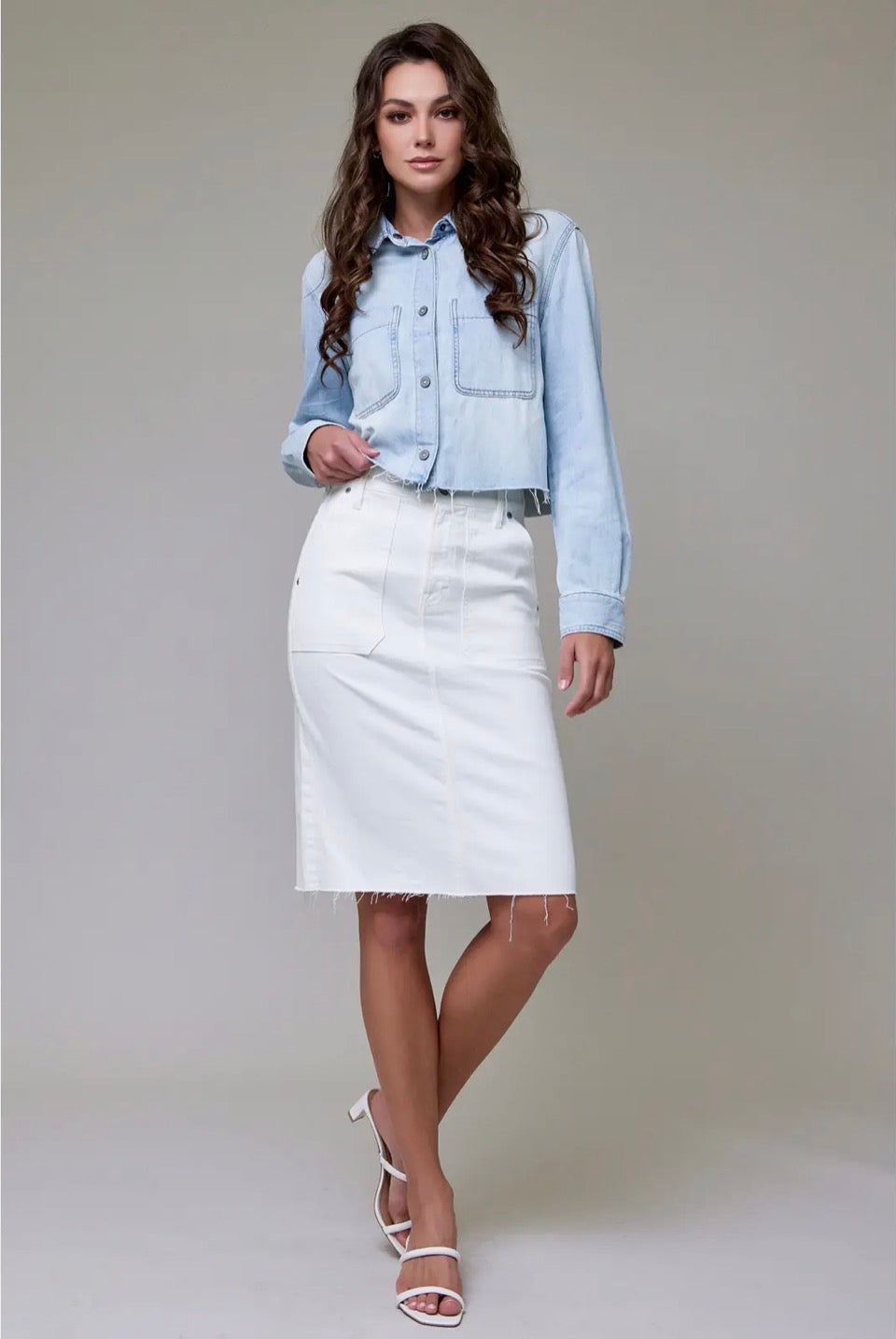Pearl Midi Denim Skirt