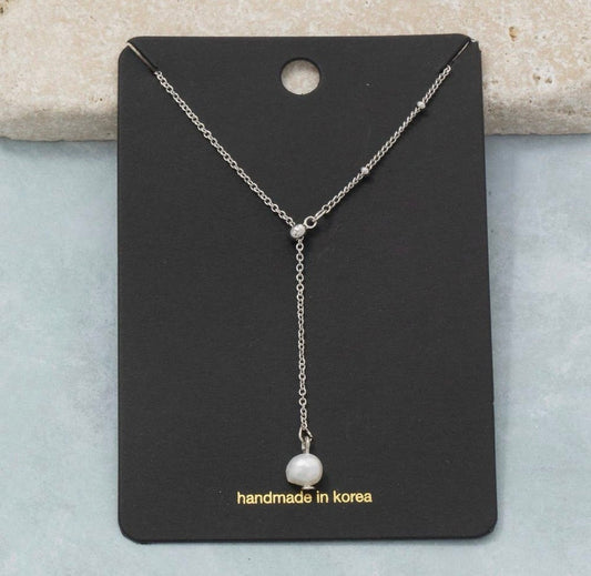 Pearl Charm Lariat Necklace