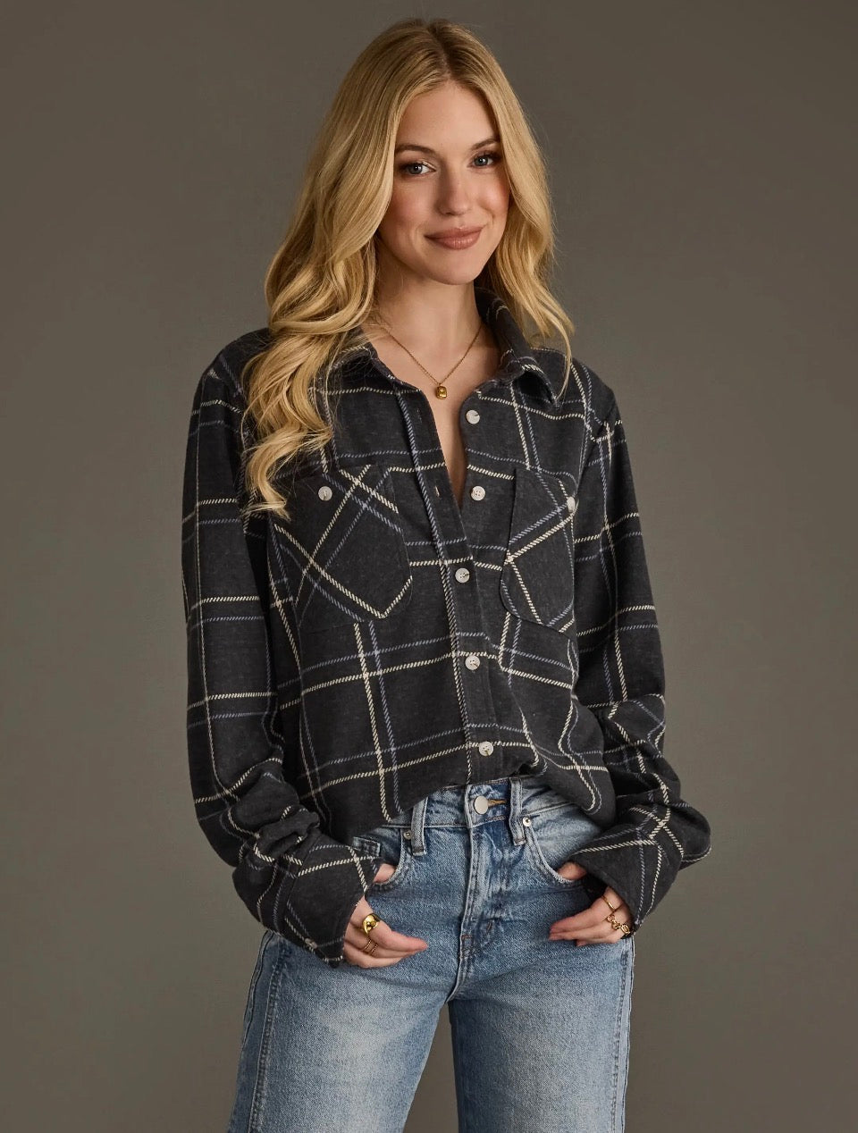 Dark Grey Plaid Flannel