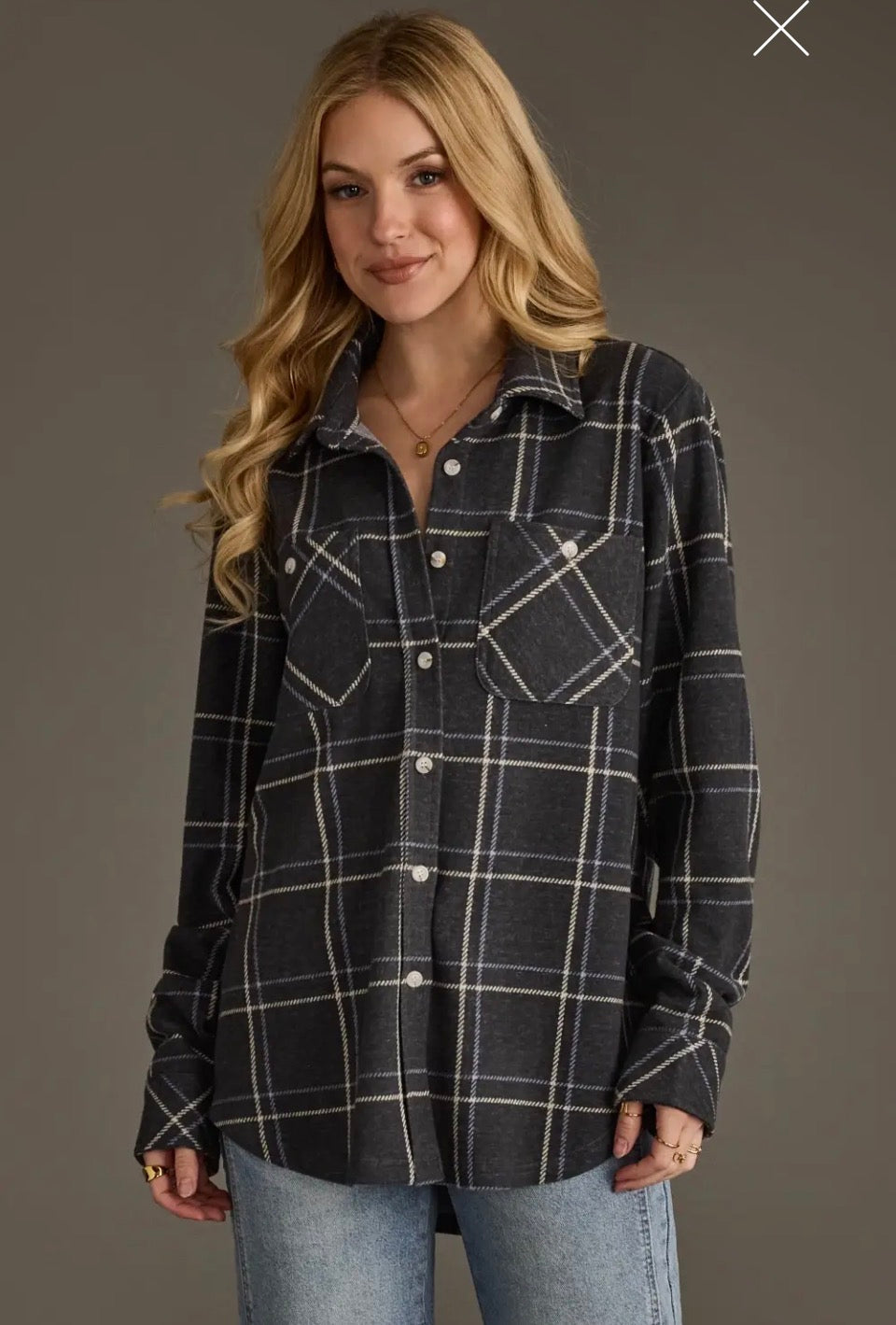 Dark Grey Plaid Flannel