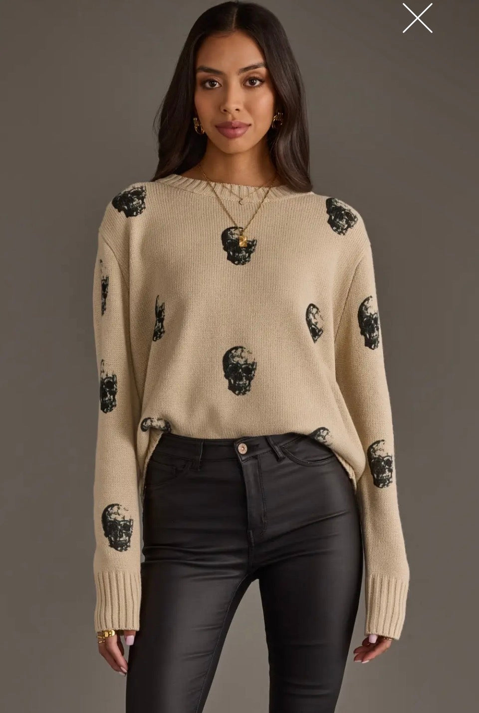 Tan Skull Sweater