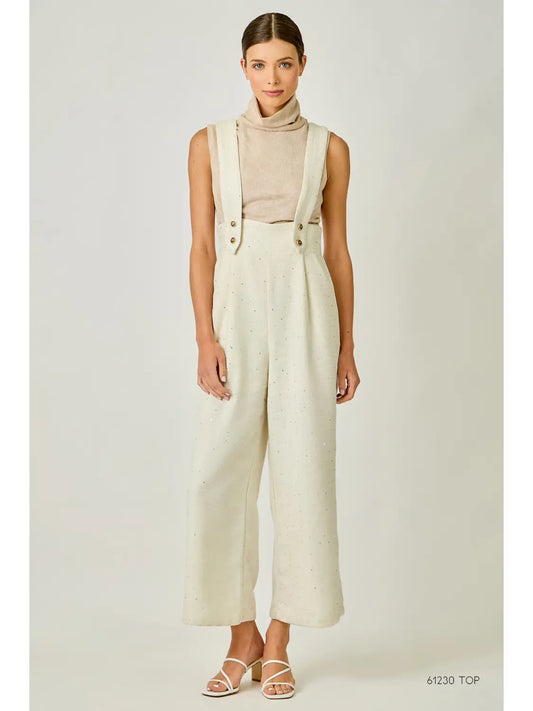 Cream Boucle Overall Jumpsuit