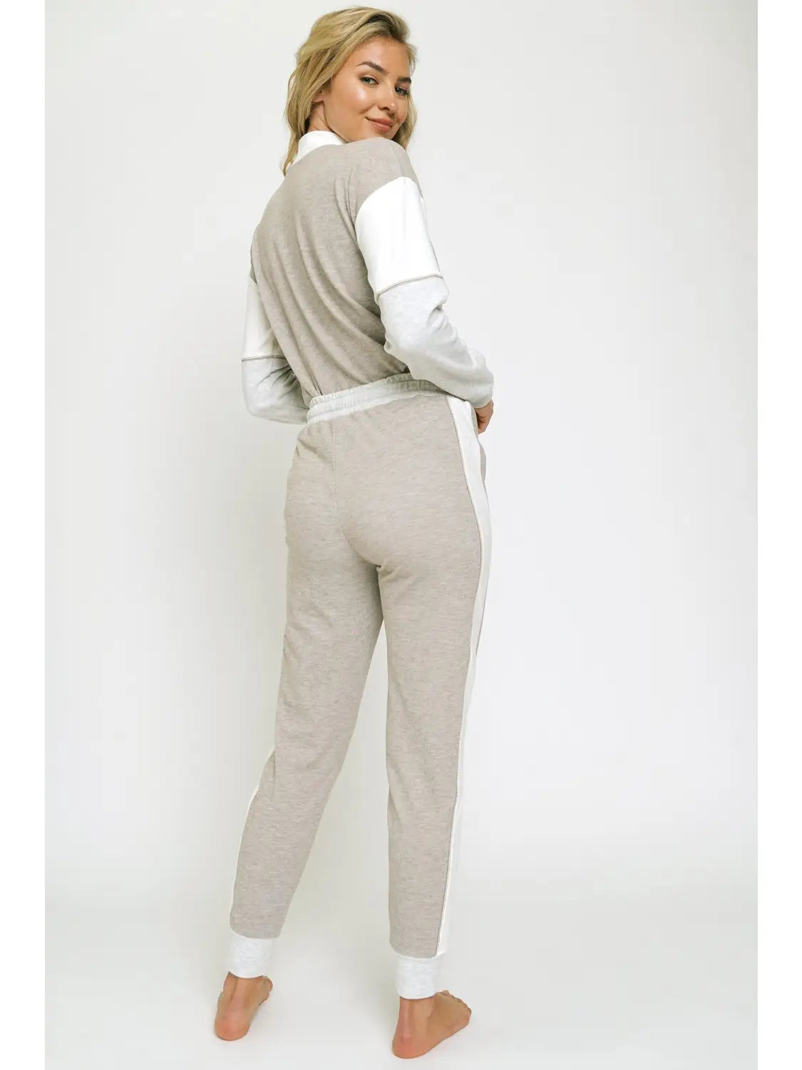 Mocha Color Block Brushed Sweatpants