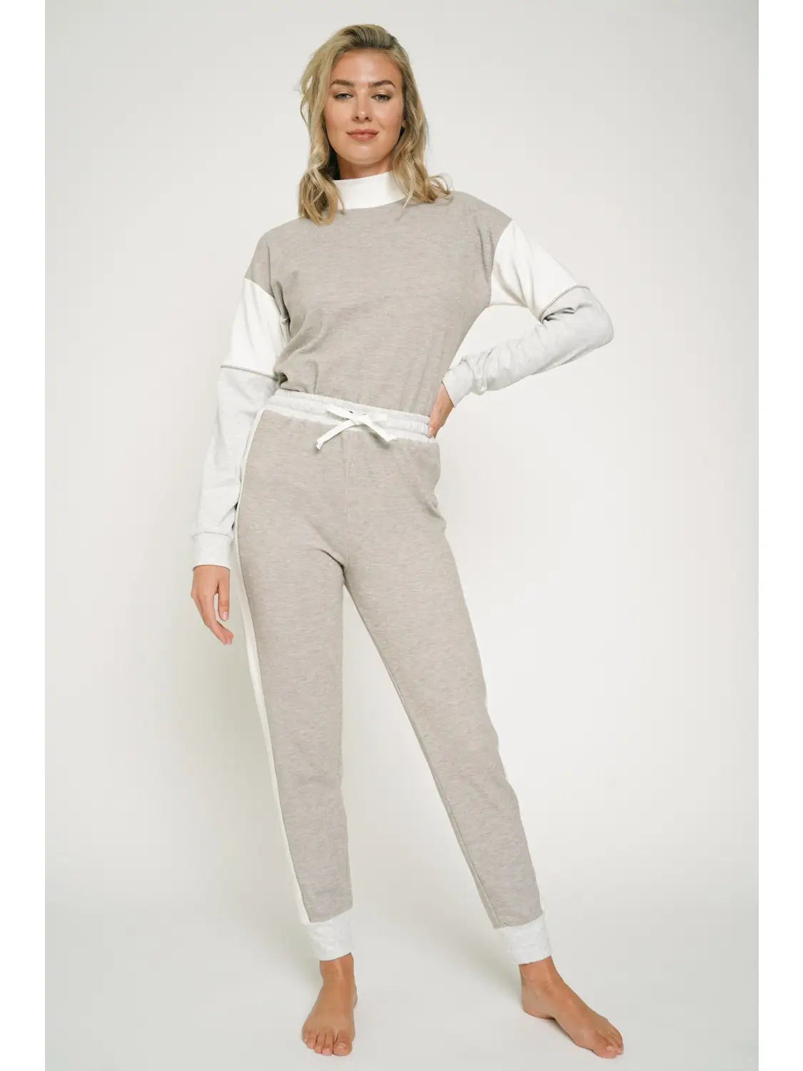 Mocha Color Block Brushed Sweatpants