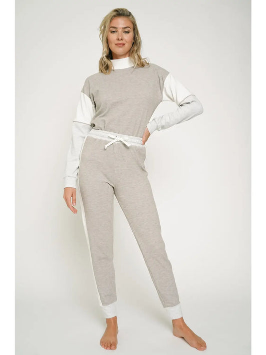 Mocha Color Block Brushed Sweatpants