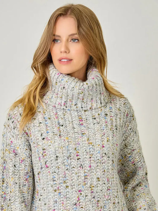 Oatmeal Confetti Turtleneck Sweater