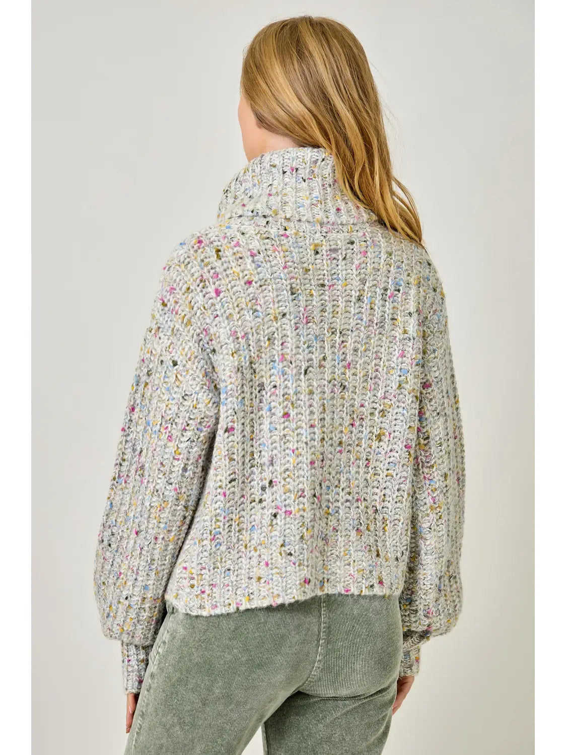 Oatmeal Confetti Turtleneck Sweater
