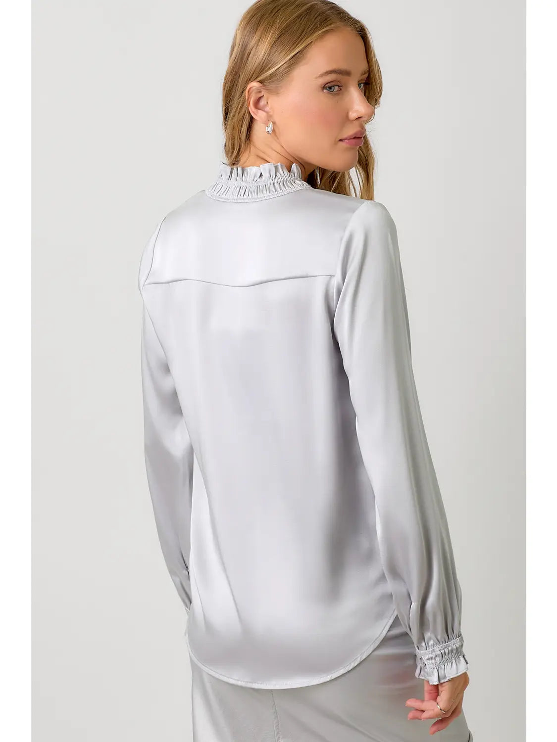 Lilac Grey Ruffle Blouse