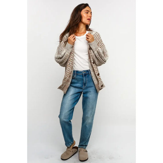Curvy Cable Knit Cardigan Oat\Taupe