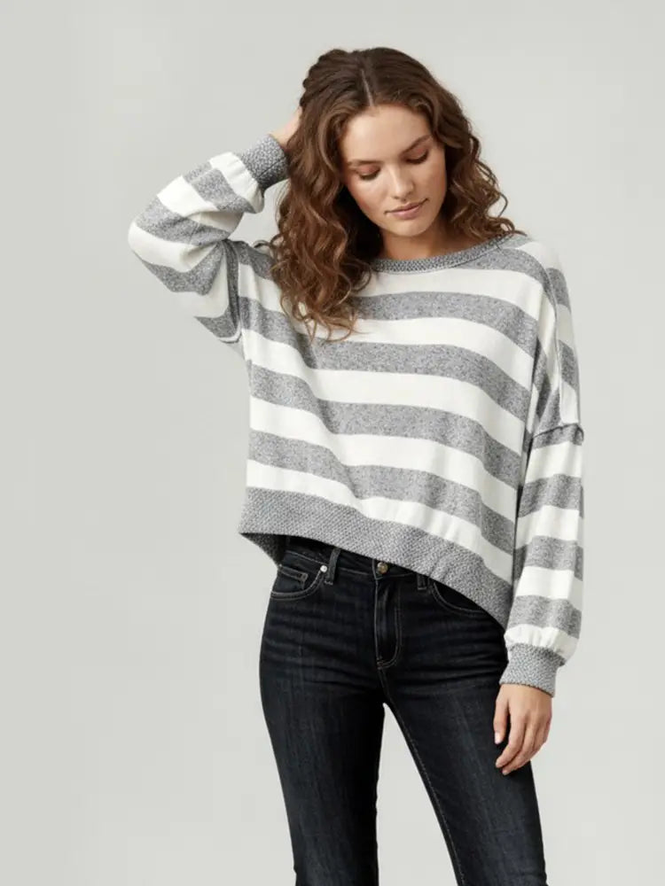 Curvy Hacci Heather & Ivory Stripe