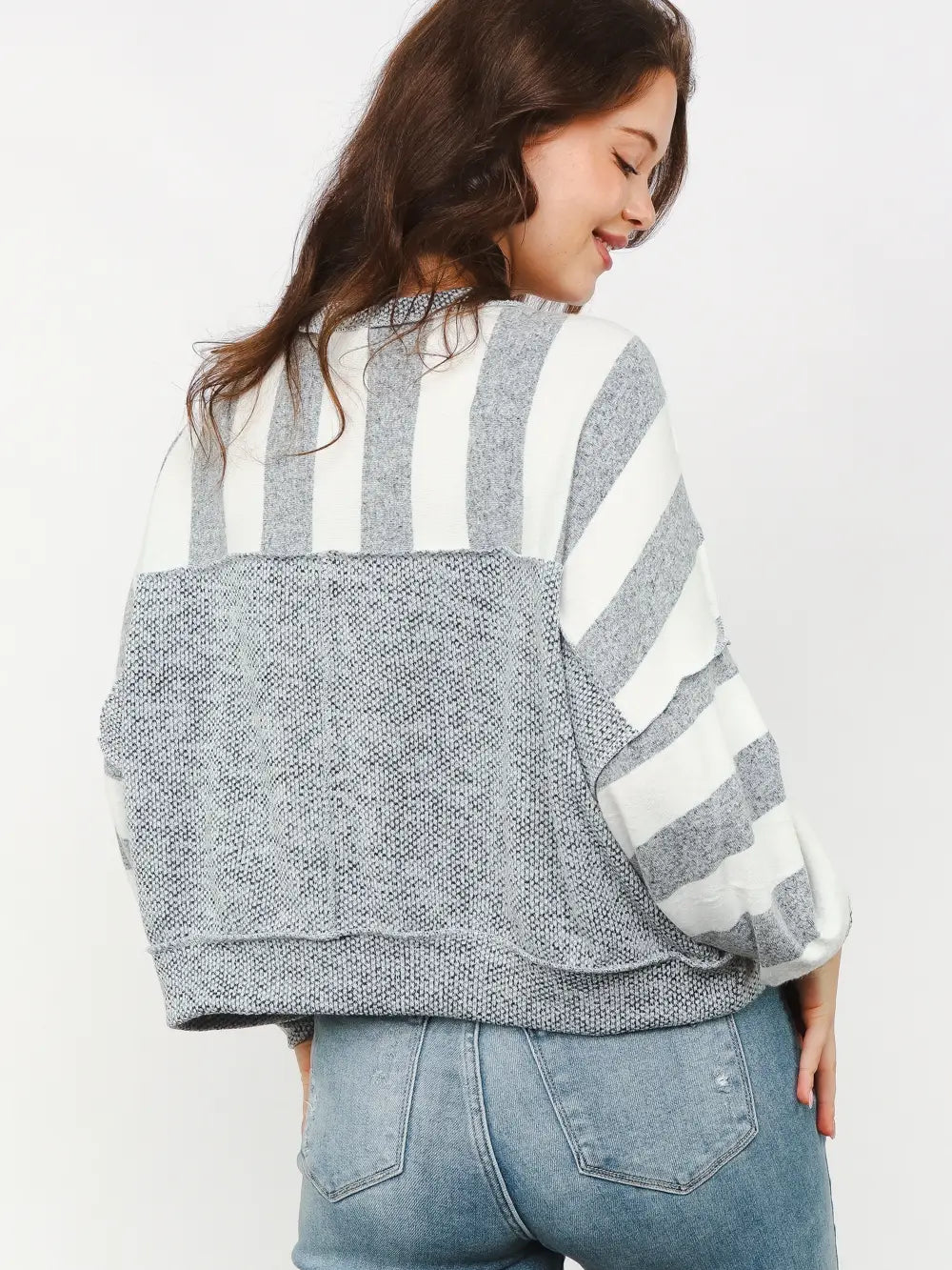 Curvy Hacci Heather & Ivory Stripe