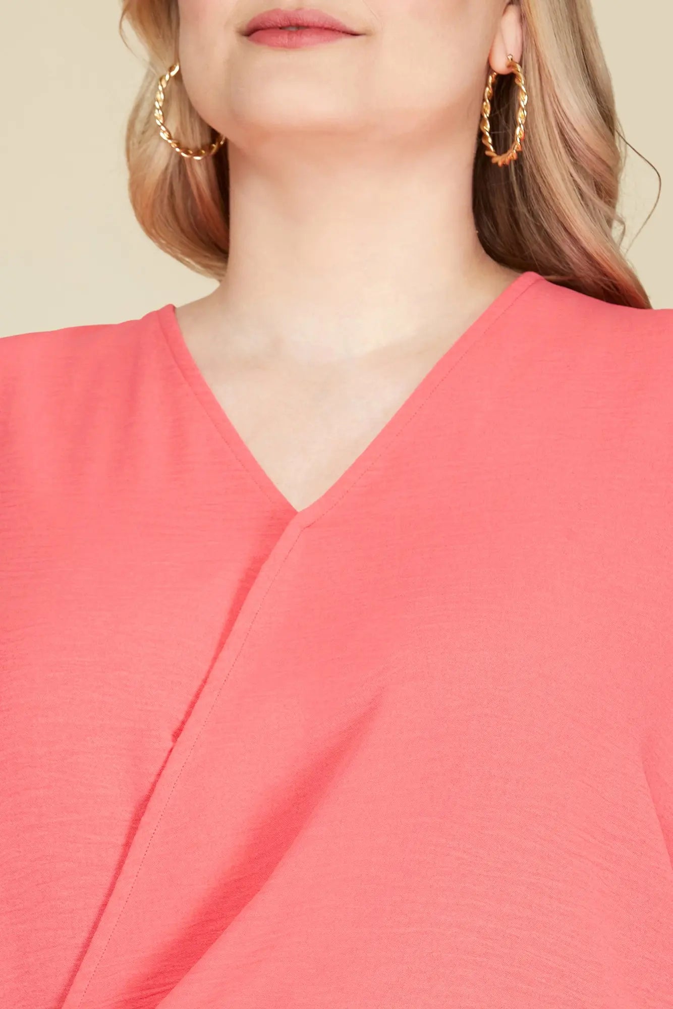 Curvy Coral V Back Top