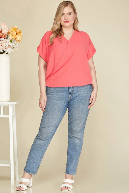 Curvy Coral V Back Top