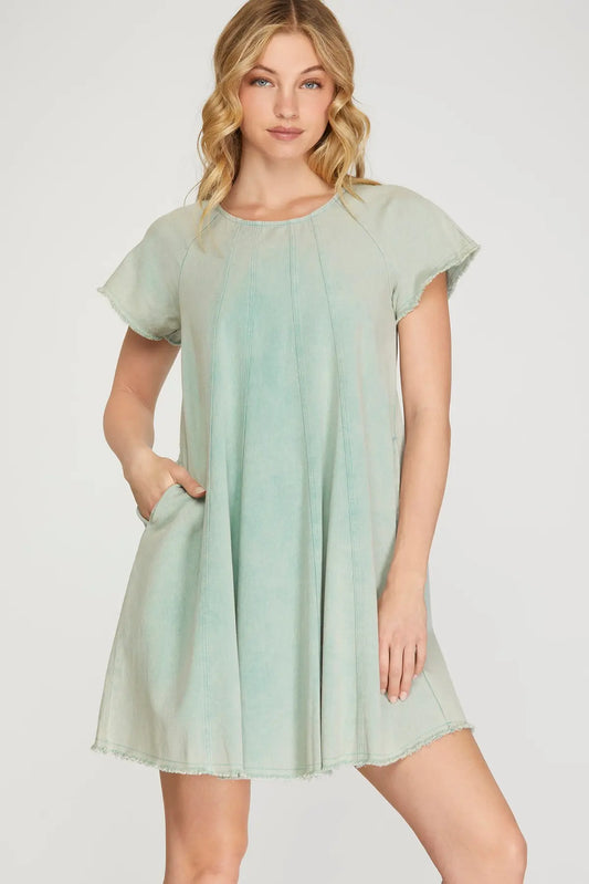 Sea Foam Cap Sleeve Dress