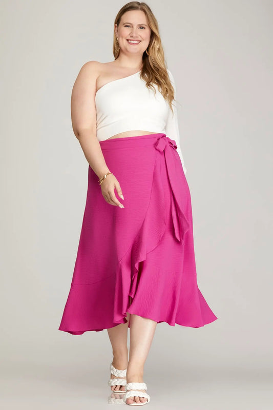 Curvy Hot Pink Wrap Skirt
