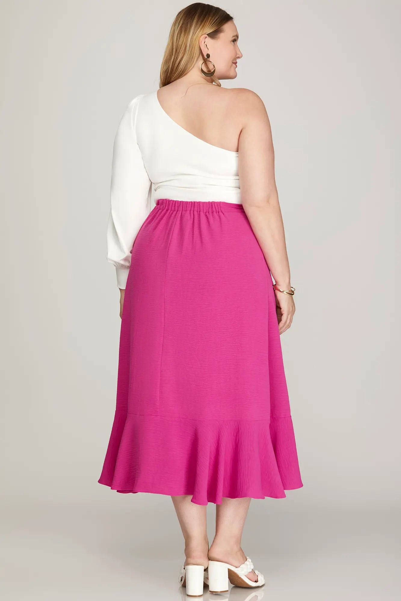 Curvy Hot Pink Wrap Skirt