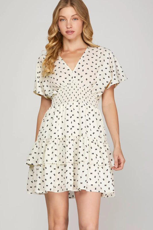 Black Bow Tiered Dress