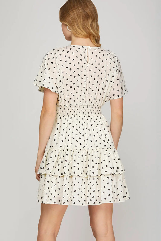 Black Bow Tiered Dress