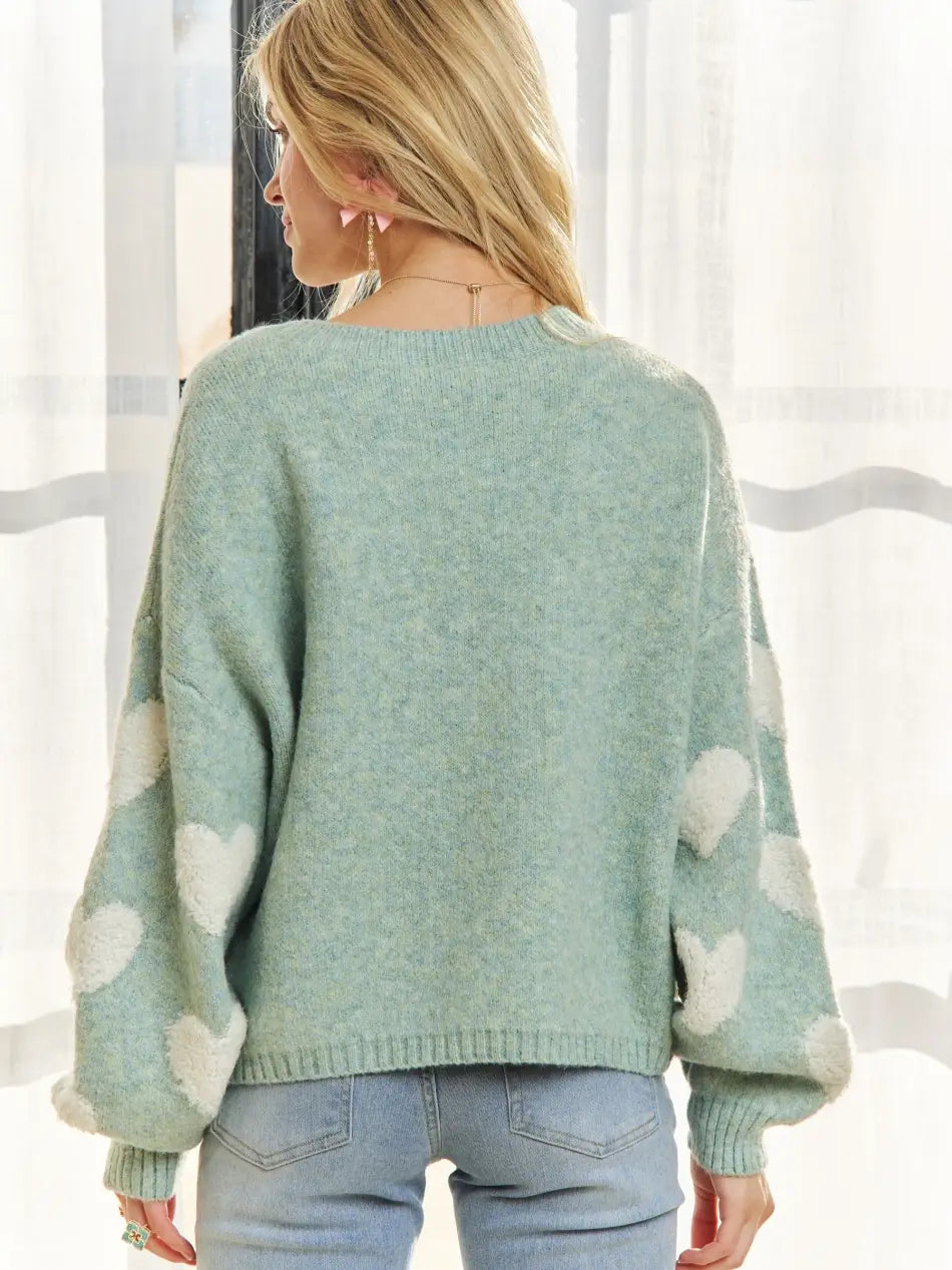 Curvy Heart Sweater Sage