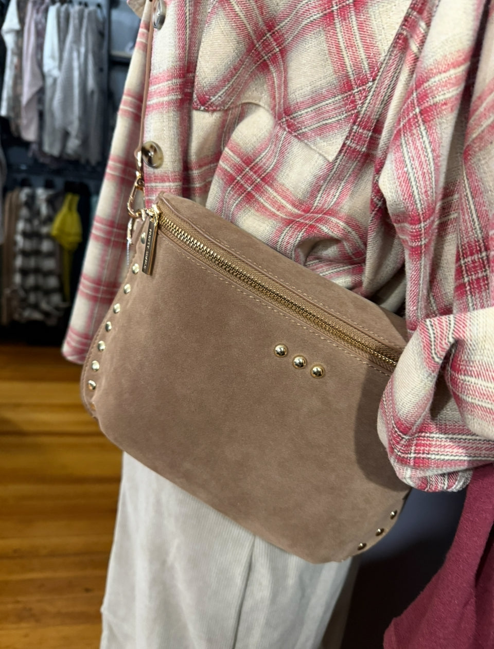 Sabrina Suede Studded Bum Bag