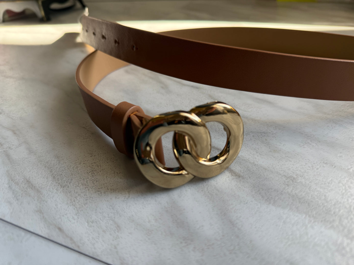 Vegan Leather Double Ring Belt