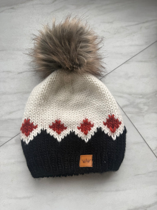 White Black And Rust Paterned Hat