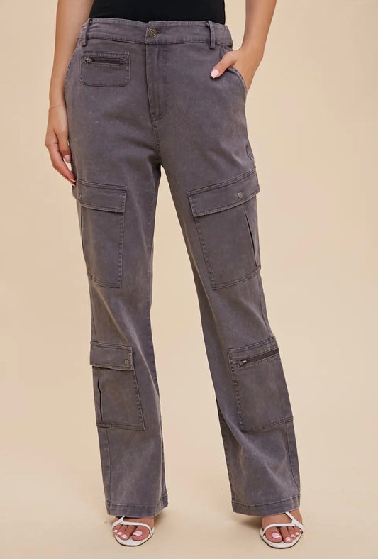 Charcoal Zip Cargo Pants