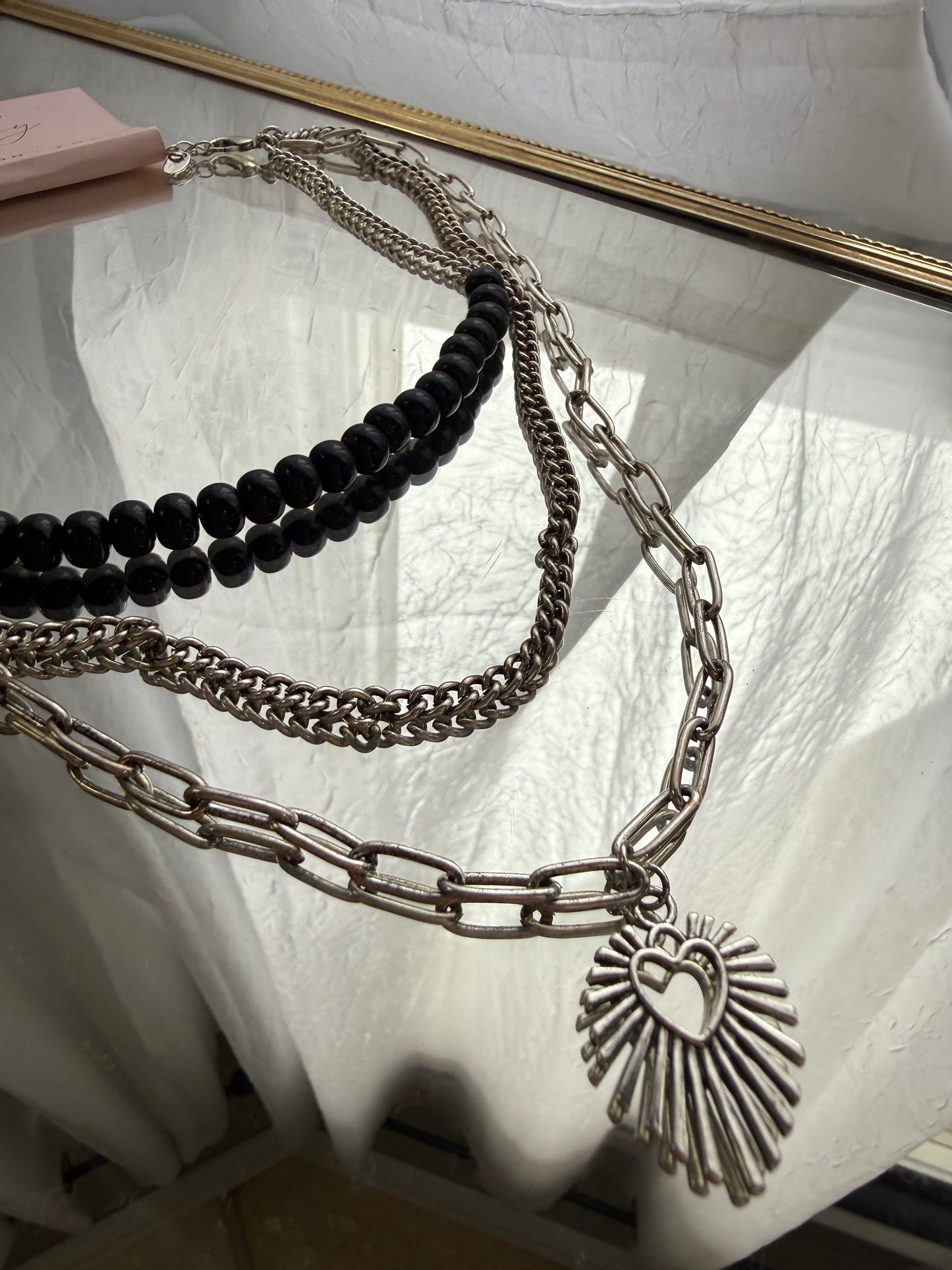 Resin Bead Heart Layered Necklace