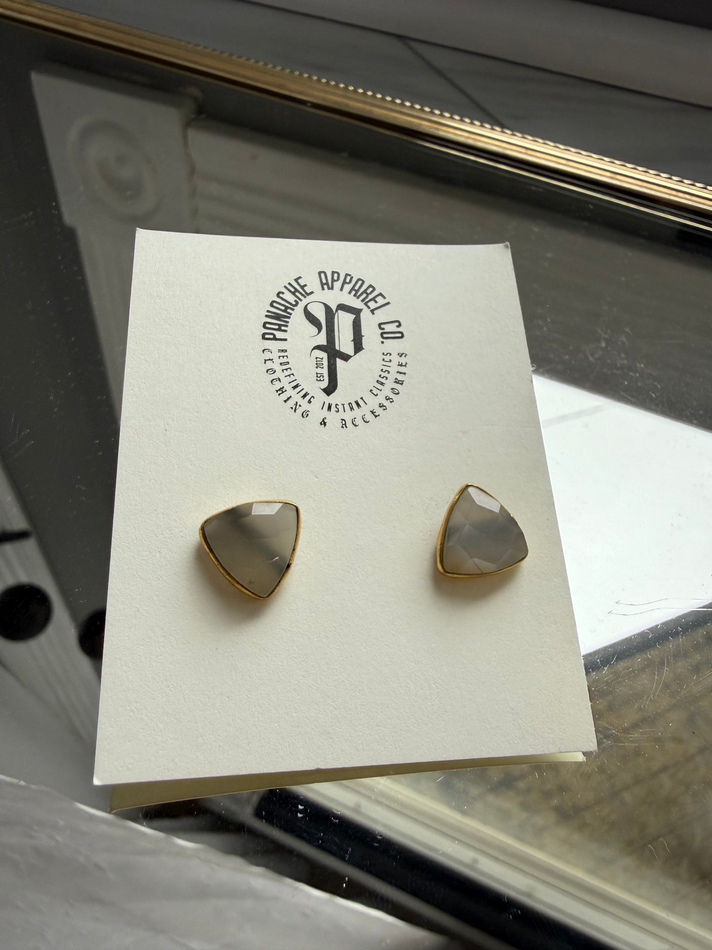 Gem Triangle Stud Earrings