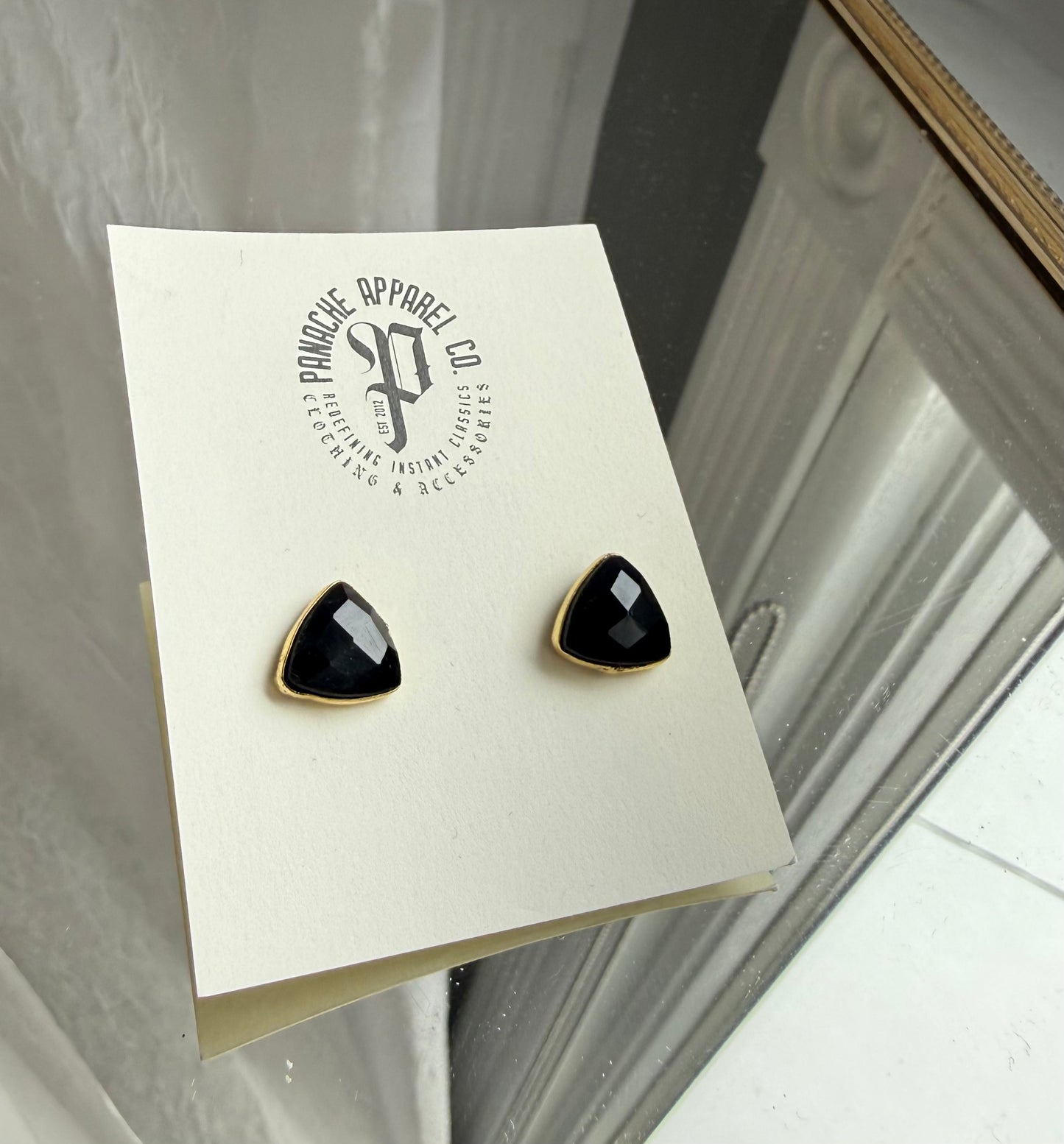 Gem Triangle Stud Earrings