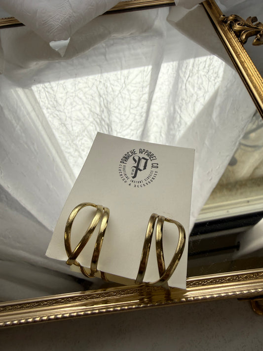 Gold Hoops Twisted Triple Split