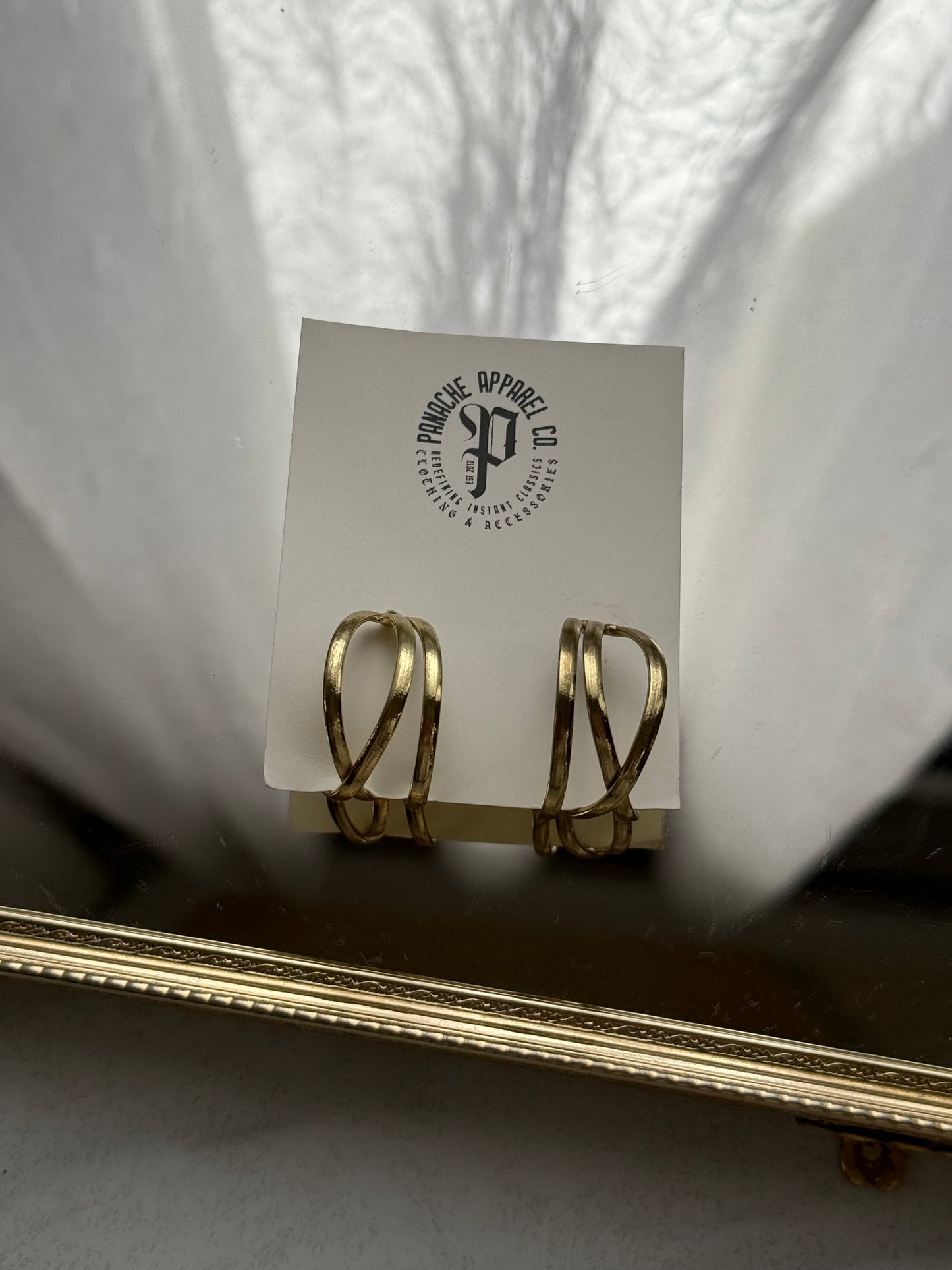 Gold Hoops Twisted Triple Split