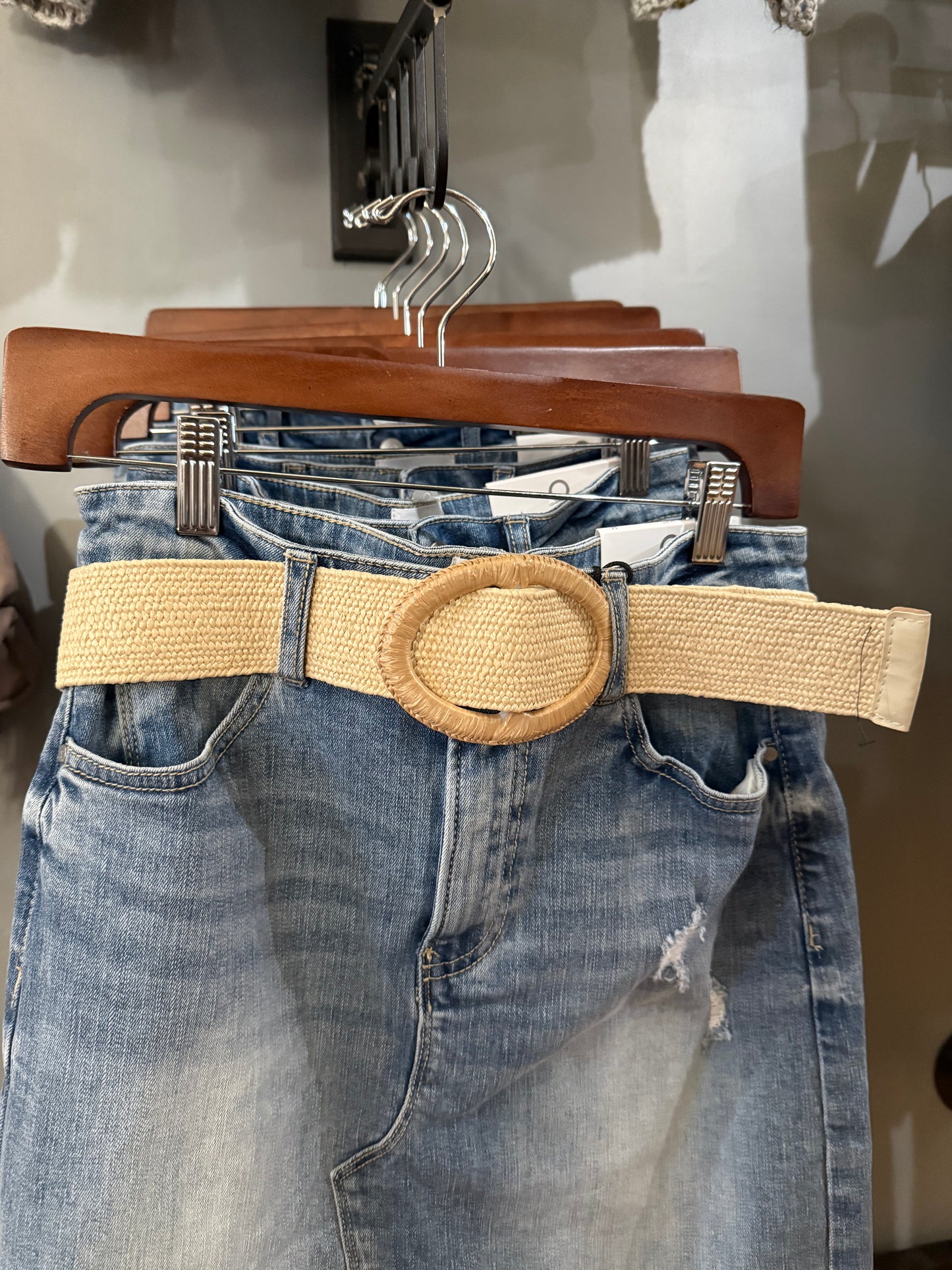 Ivory Oval Buckle Belt