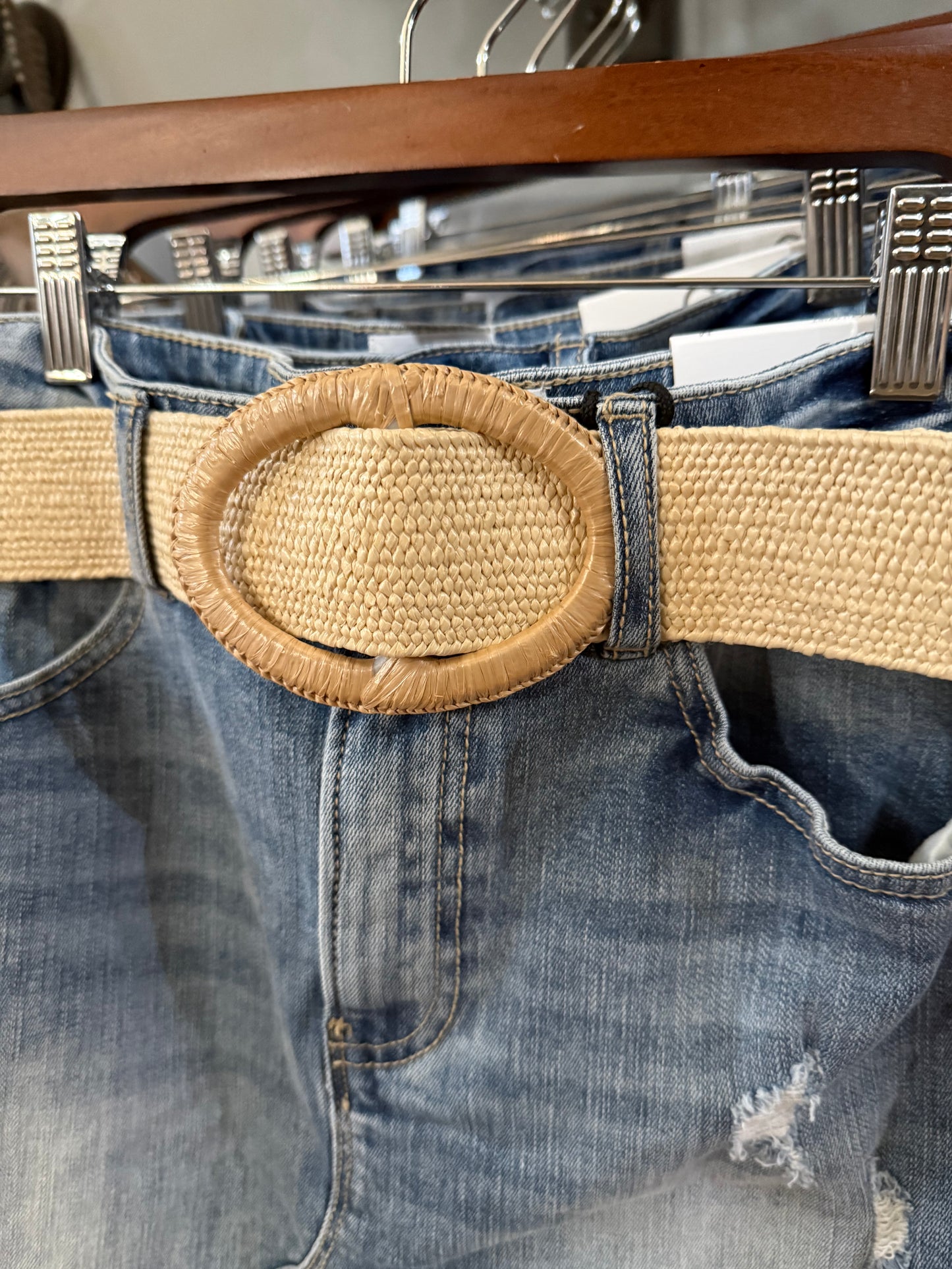Ivory Oval Buckle Belt