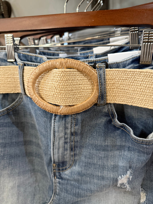 Ivory Oval Buckle Belt