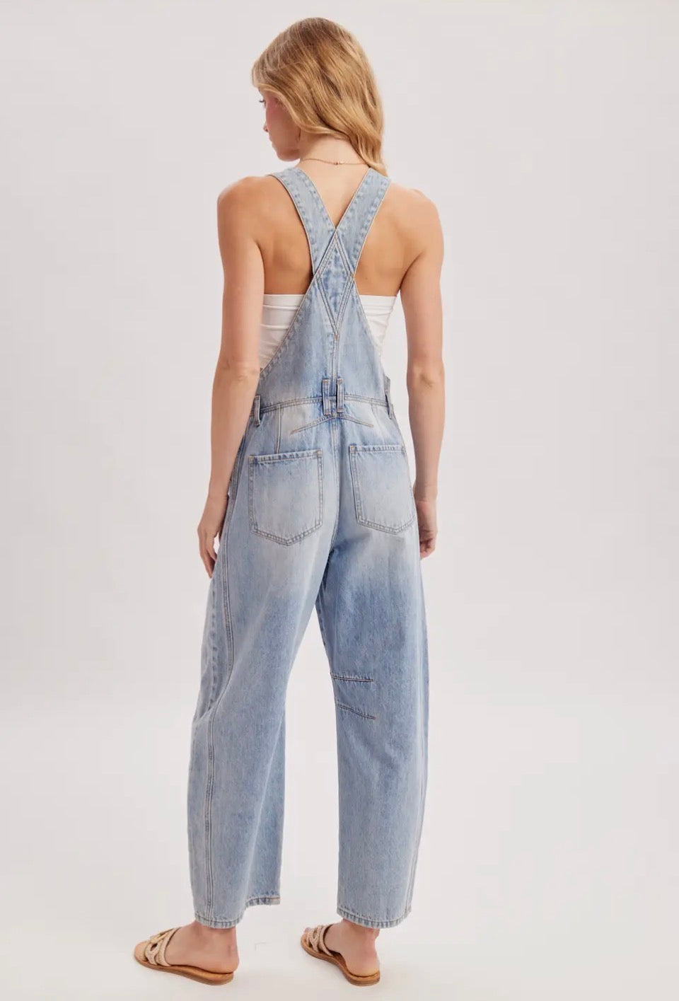Denim Barrel Overalls