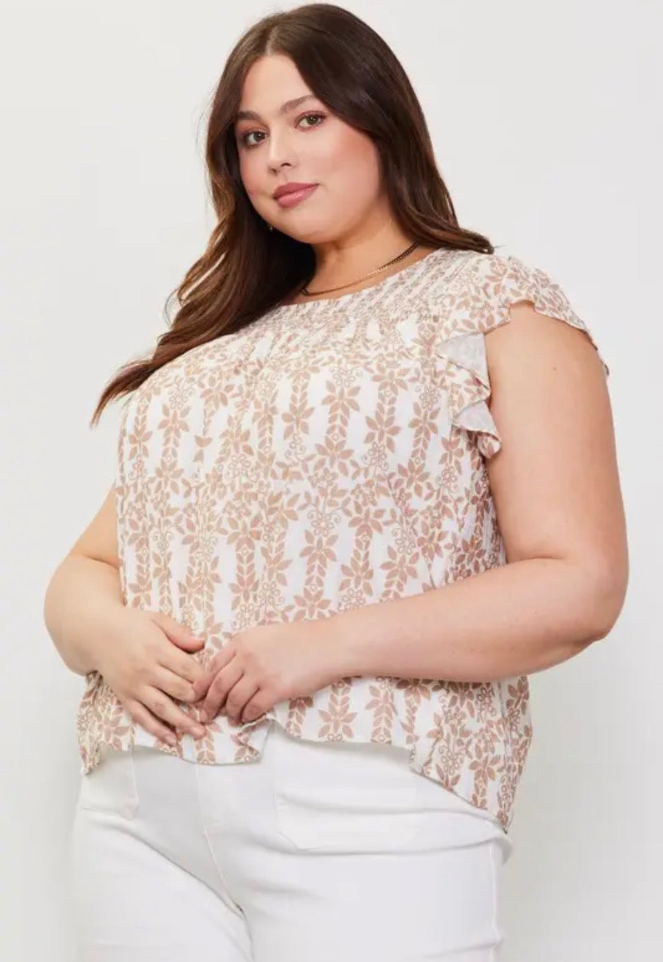 Curvy Taupe Smocked