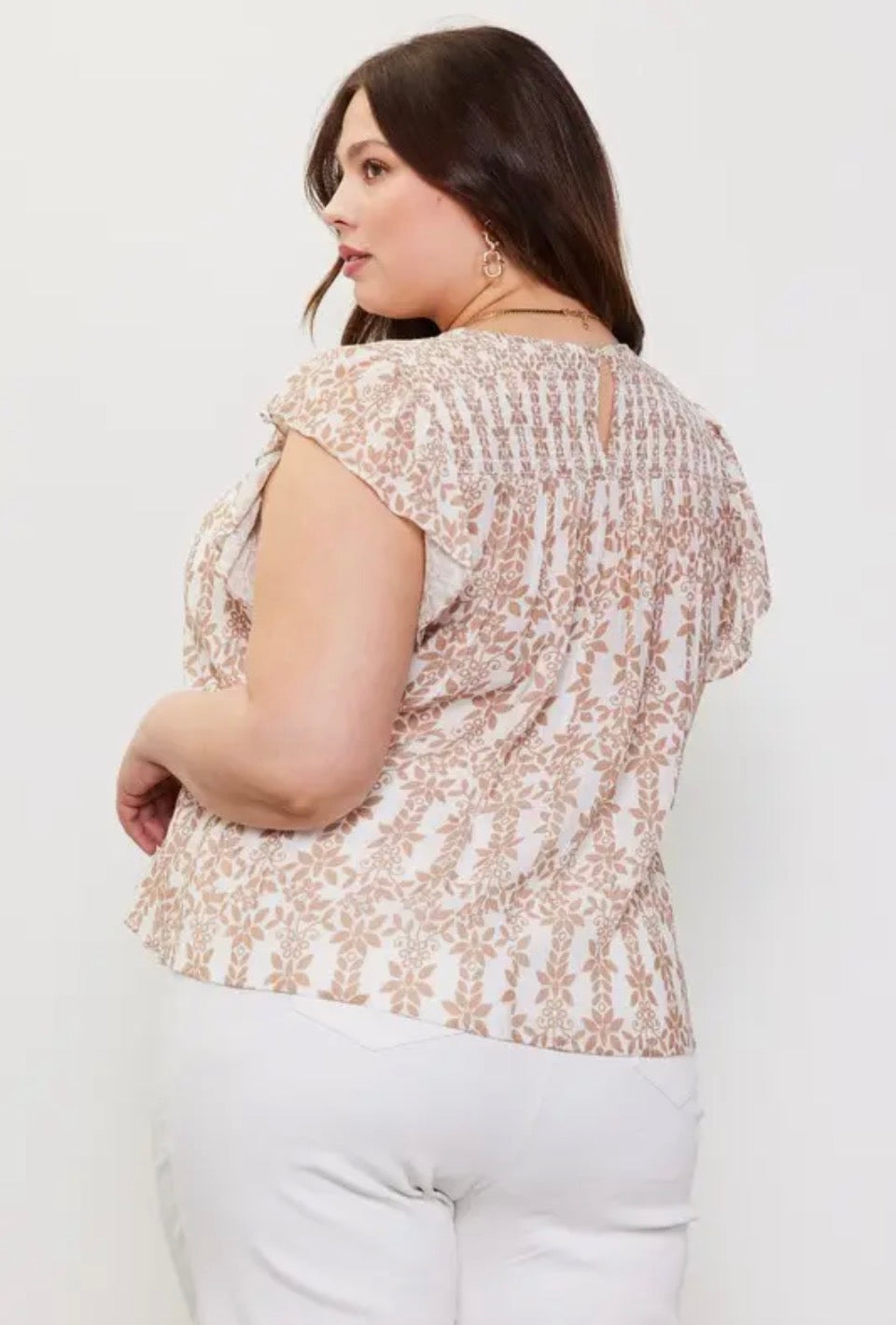 Curvy Taupe Smocked