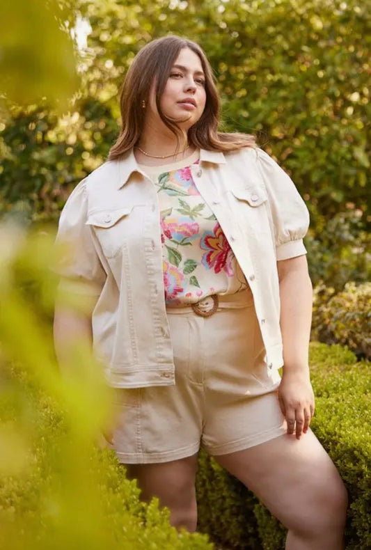 Curvy Puff Sleeve Cropped Jacket