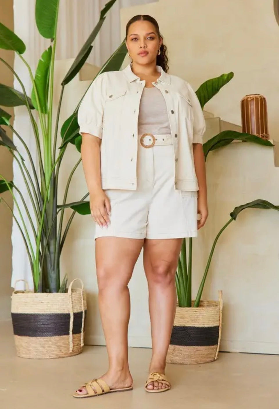 Curvy Puff Sleeve Cropped Jacket