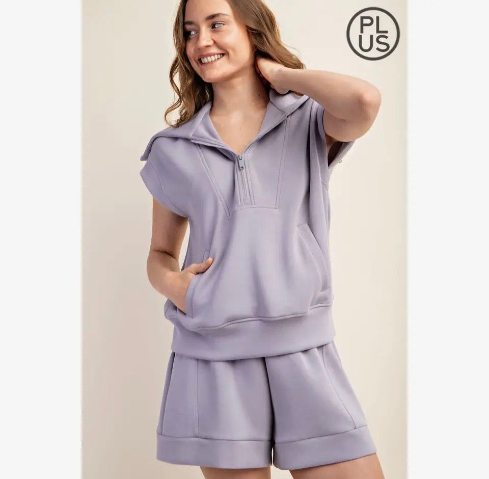 Curvy Mystic Grey Scuba Sleeveless
