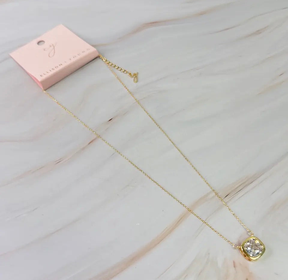 Cushion Cut Bezel Necklace
