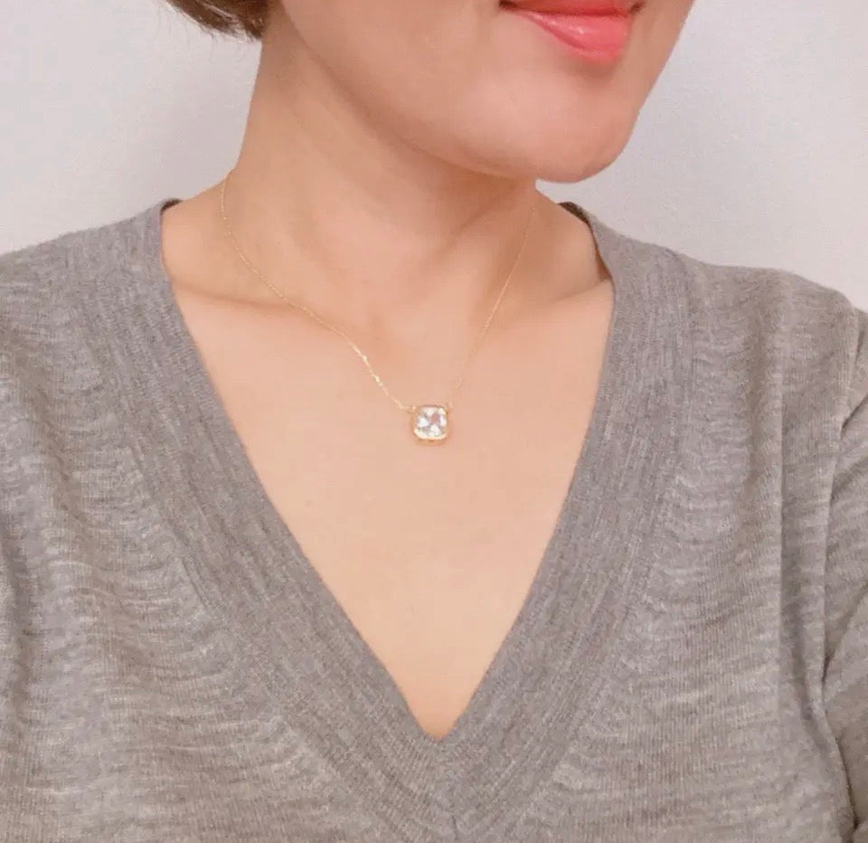 Cushion Cut Bezel Necklace