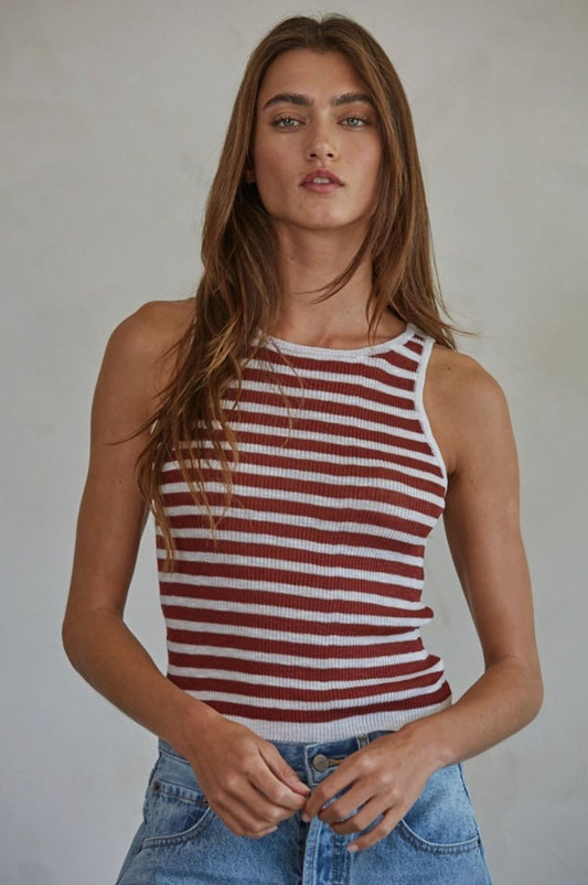 Rust & White Stripe