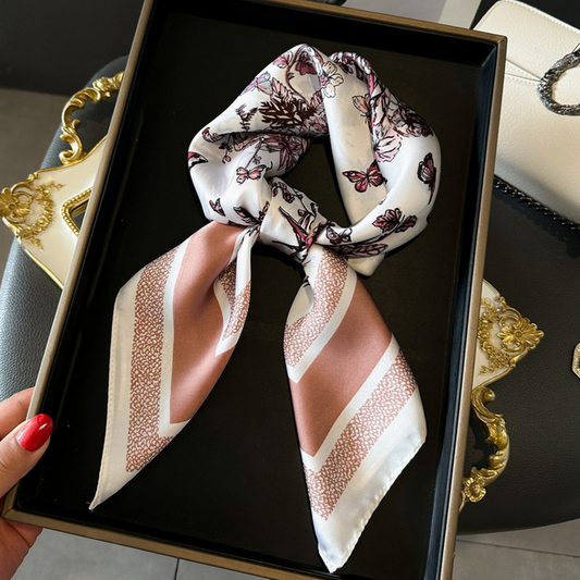 Pink Floral Square Scarf