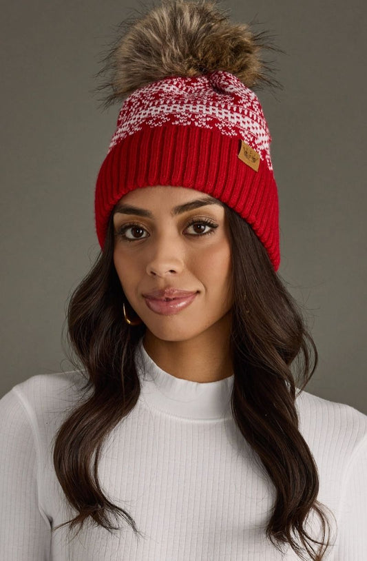 Red & White Winter Pom