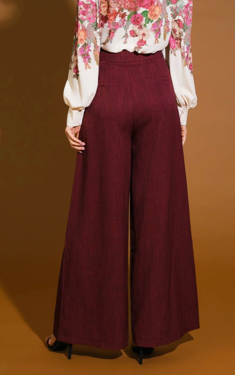 Burgundy Wide Leg Pants