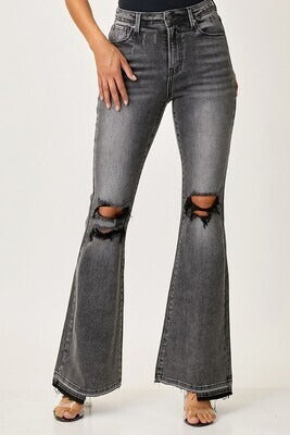 Risen Black Highrise Flare Jeans