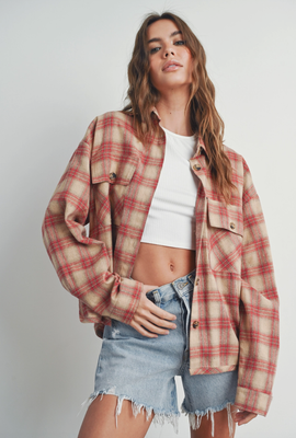 Red Plaid Shirt Jacket